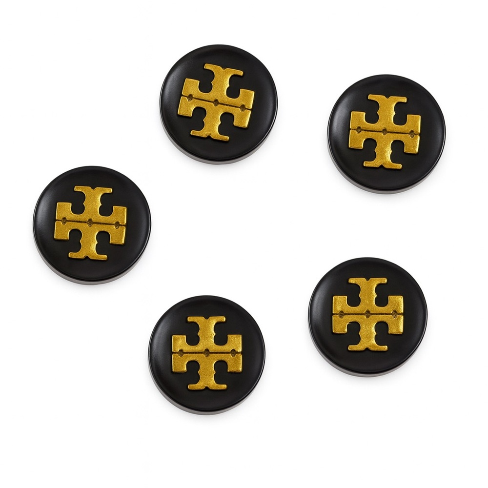 Tory Burch Black and Gold Emblem Buttons